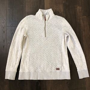 LL Bean Quilted 1/4 Zip Pullover, Gray, Small